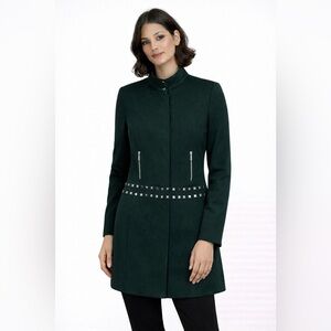 Steilmann Dark Green Military Frock Coat Silver Stud Detail Size 6